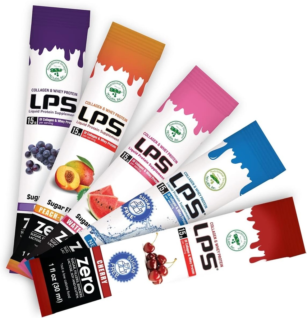 Conceptions nutritionnelles LPS Collagène liquide et supplément de protéines de lactosérum - boisson non-OGM, sans sucre - favorise la santé de la peau et des cheveux pour les hommes et les femmes, un service unique (boîte à vinaigre, 30)