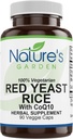 NATURE'S GARDEN ESSENTIELS Red Yeast Riz Organic avec CoQ10-90 Caps veggie avec 600mg Bio Red Rice Yeast Plus Co Q 10 - Natures Support for Cholestérol