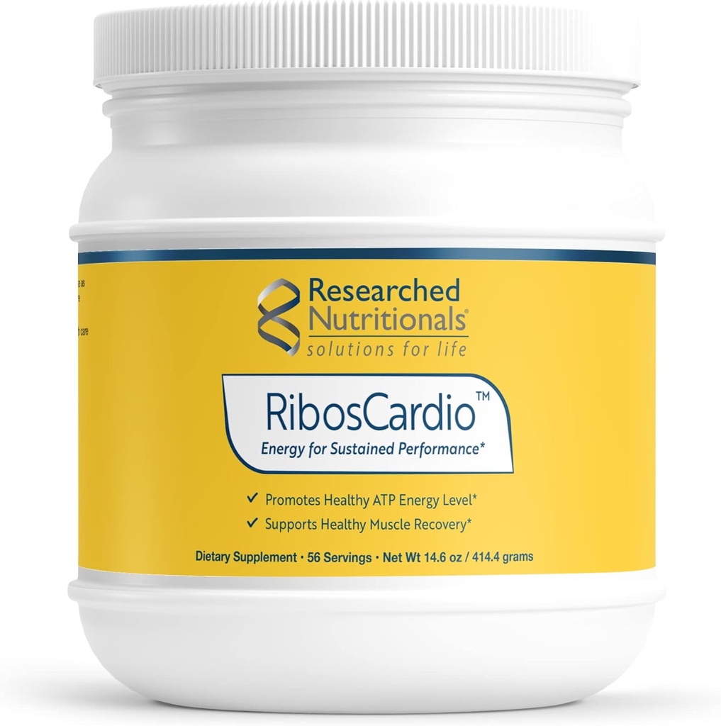 Recherches nutritionnelles RibosCardio ATP Poudre d'énergie - D Ribose et L supplément carnitine avec Magnésium, acide malique - soutient la récupération musculaire, la santé cardiaque et la santé du cerveau (41,4 g)