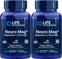 Prolongation de vie Neuro-Mag 150 Capsules végétariennes (paquet de 2), Magnésium L-Thréonate, Supplément de Magtéine
