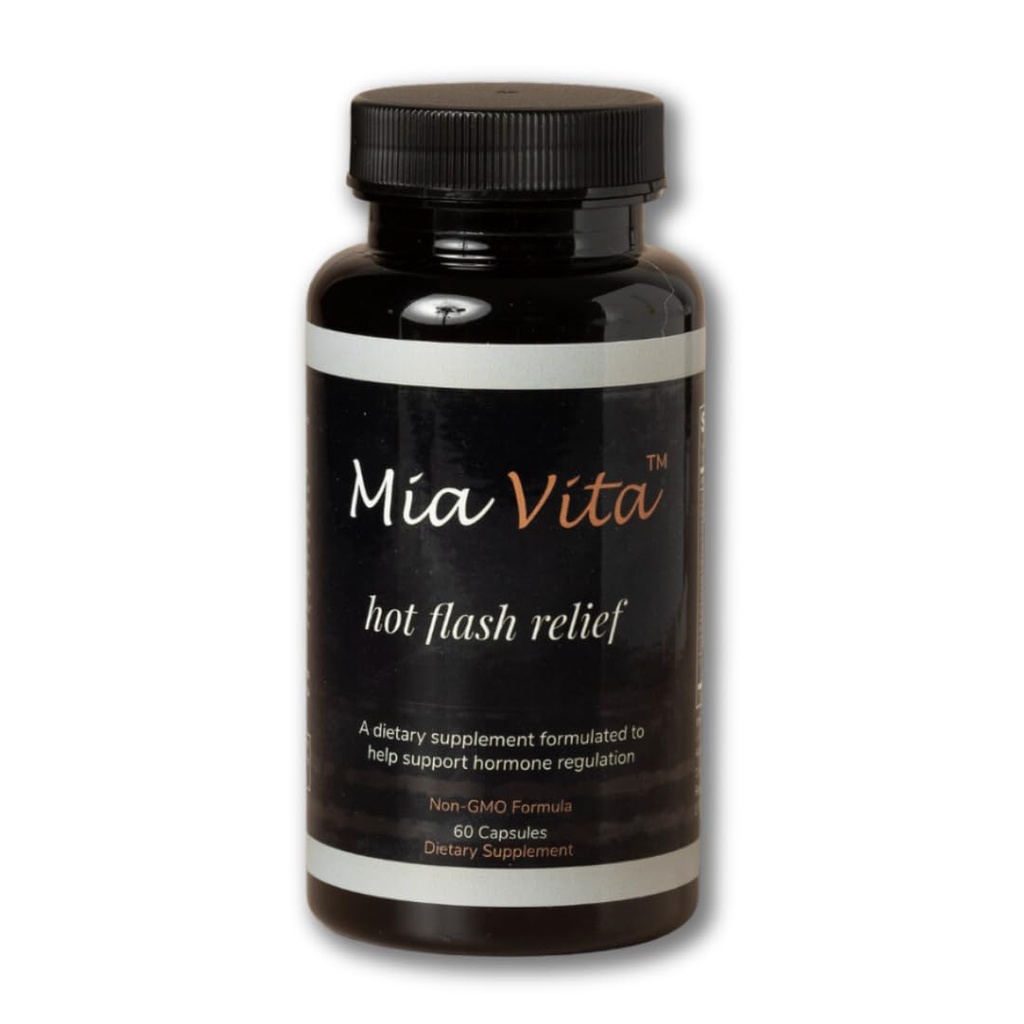 FEMMEPHARMA Mia Vita Hot Flash Suppléments pour la ménopause non-OGM règlement d'hormone naturelle pour les sueurs de nuit noir Cohosh & Dong Quai 60 capsules (30 jours d'approvisionnement)