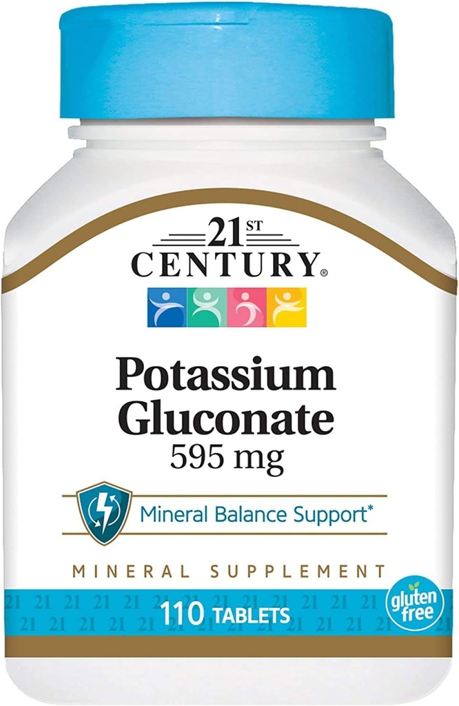 21e siècle, Gluconate de potassium, 595 mg, 110 comprimés