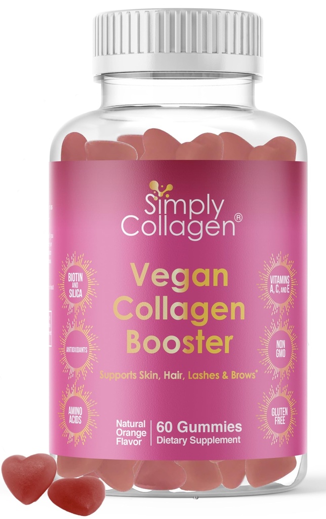 Simply Collagen® Gommies de rappel de collagène pour les femmes et les hommes - favorise la peau, les cheveux, les ongles et les cils jeunes et beaux - acides aminés clés et antioxydants avec biotine, vitamines A, C, & E