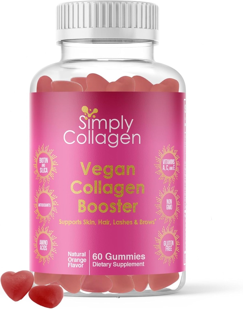 Simply Collagen® Gommies de rappel de collagène pour les femmes et les hommes - favorise la peau, les cheveux, les ongles et les cils jeunes et beaux - acides aminés clés et antioxydants avec biotine, vitamines A, C, & E
