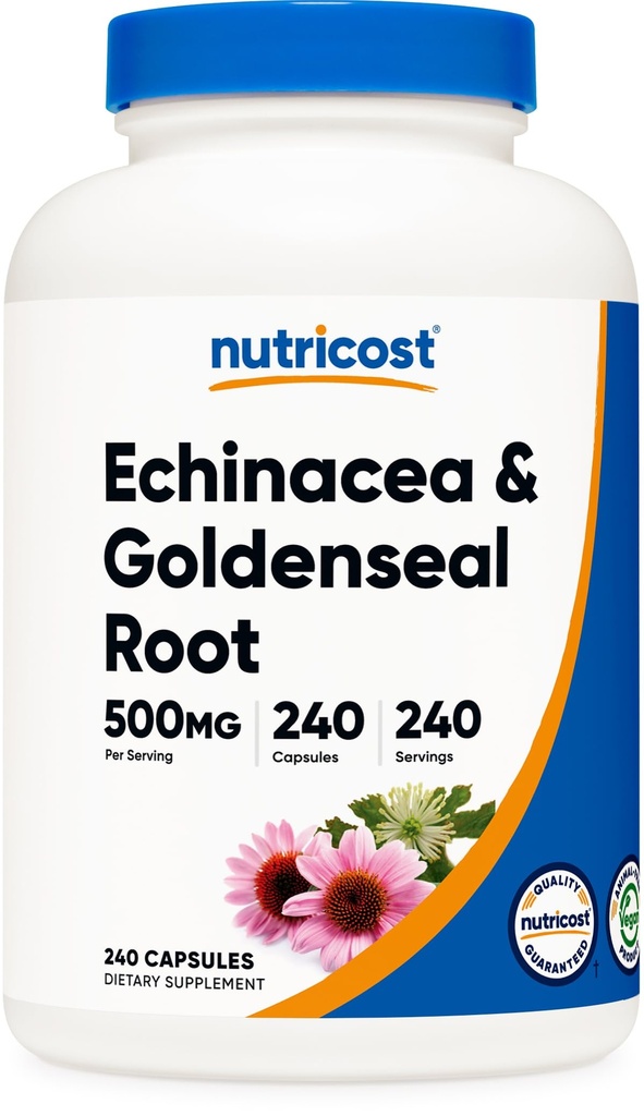 Nutricost Echinacea & Goldenseal Root, 500mg, 240 Capsules - Bouchons végétariens, non OGM, sans gluten
