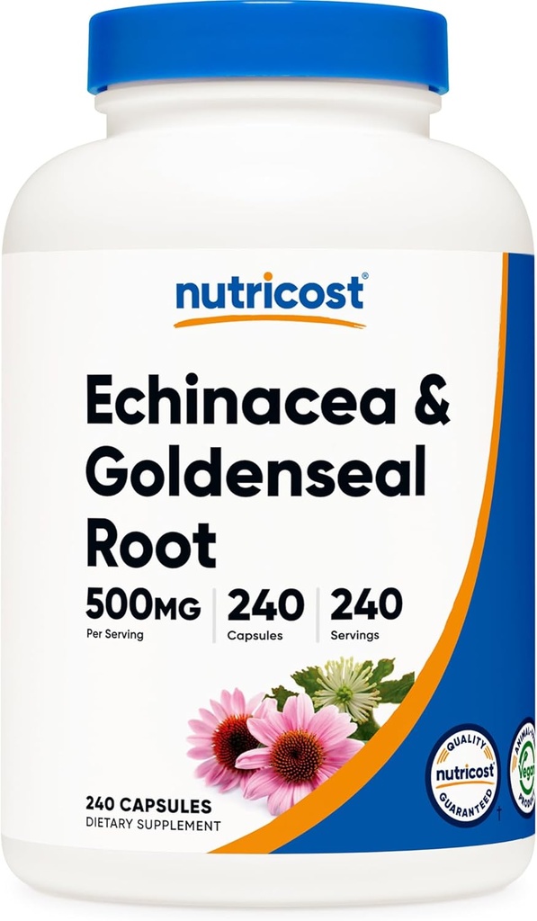 Nutricost Echinacea & Goldenseal Root, 500mg, 240 Capsules - Bouchons végétariens, non OGM, sans gluten