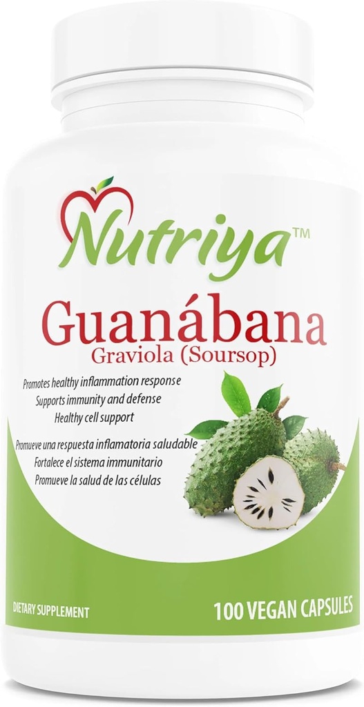 Guanábana (Graviola-Soursop) - Super Antioxydant-supporte les cellules saines - Système immunitaire Booster - 100 Capsules végétariennes