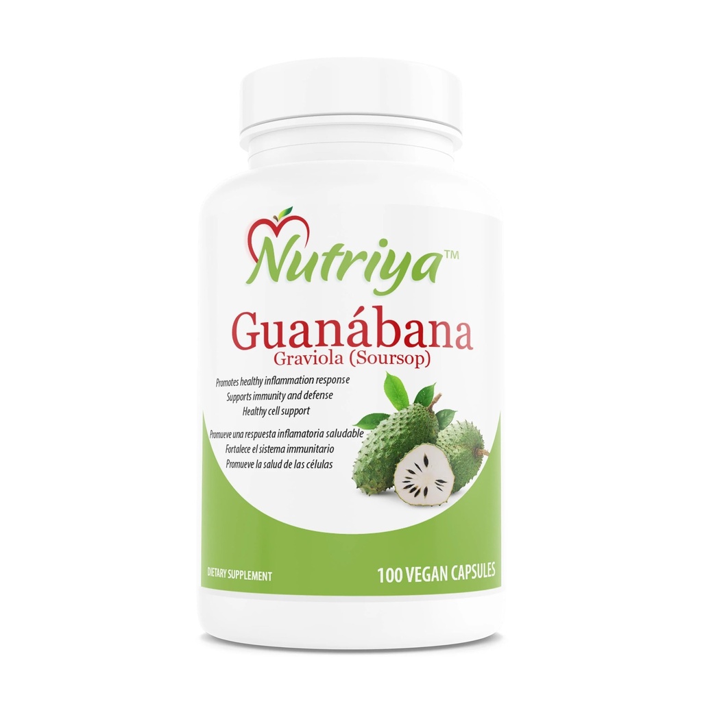 Guanábana (Graviola-Soursop) - Super Antioxydant-supporte les cellules saines - Système immunitaire Booster - 100 Capsules végétariennes