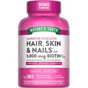 La vérité de la nature Cheveux, peau et ongles Vitamine $ 5000 mcg Biotin $ 165 Softgels $ avec collagène $ Supplément sans OGM et sans gluten