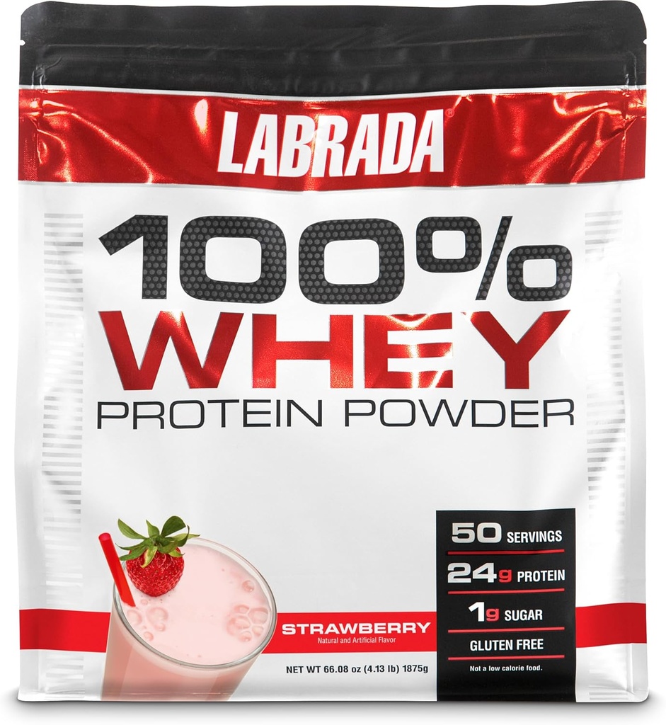 Labrada Nutrition 100% Whey Protein Powder, Strawberry, 4.13 lb