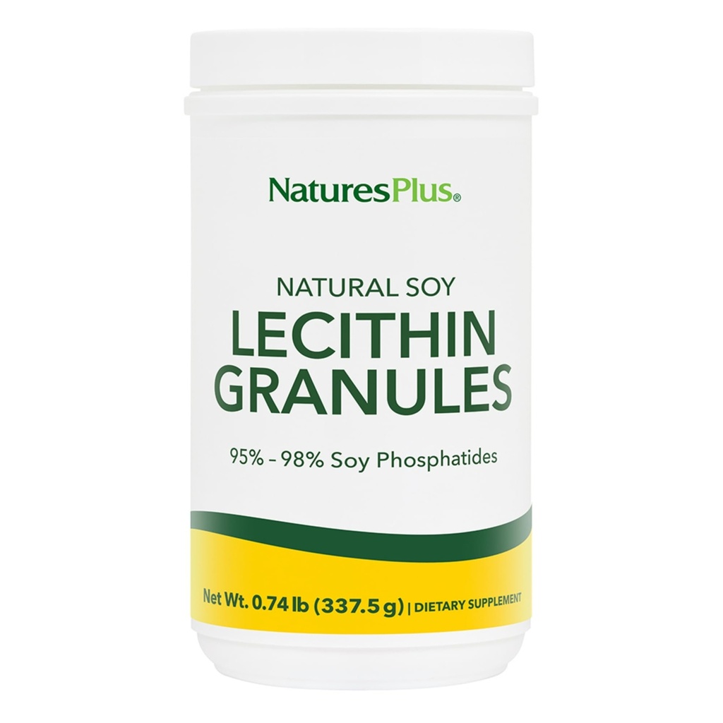 Natures Plus Granules de lécithine - 95% Phosphatides de soja, 12 oz - Supplément en poudre de lécithine, Dégustation agréable, Sans huile - Végétarien, Sans gluten - 45 portions