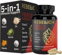 Supplément d'immunité 5-en-1 Fierce, supplément de soutien immunitaire et boosters pour adultes, vitamine C, quercétine, vitamine D, zinc, L-arginine, héspéridine, soutien immunitaire, 90 capsules (1 mois d'approvisionnement)