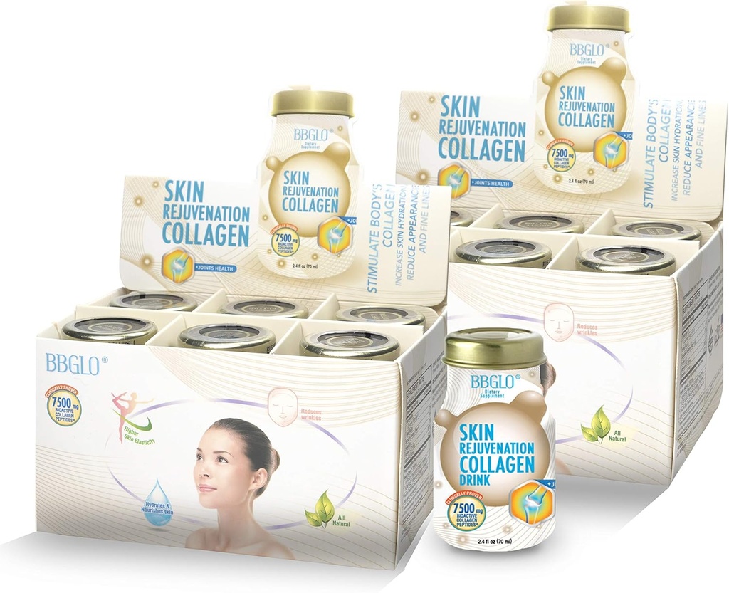BBGLO® Skin Rejuvenation Collagen Drink - Complexe anti-vieillissement, 2,4 fl. Oz (12 bouteilles, joint)