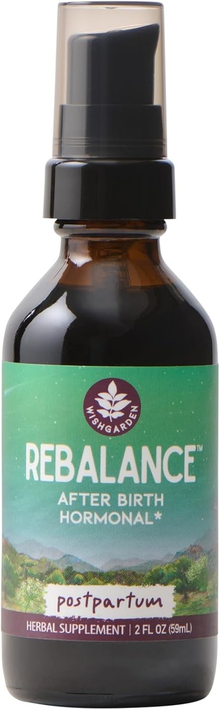 WishJarden Herbs ReBalance Après la naissance Hormonal - supplément à base de plantes avec Vitex Berry & Motherwort soutient des niveaux d'hormones postpartum et équilibre hormonal postnatal, 2oz