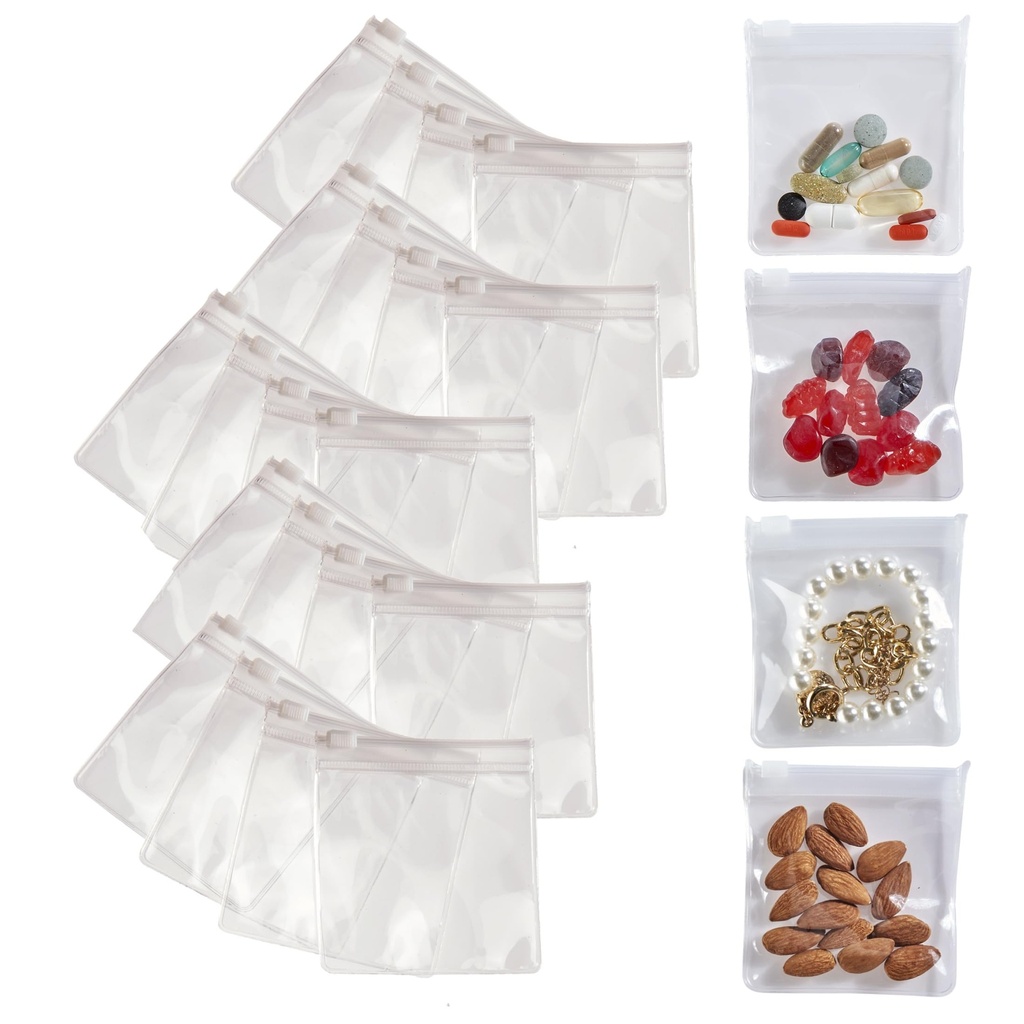 Sacs à pilules pour voyage en douceur - 24 sachets à pilules Zip pour médicaments, vitamines, collations et accessoires - plus gros 3,25 x 3,5" Taille
