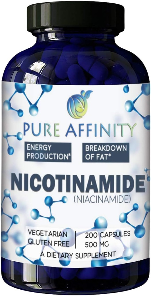 200 Nombre! B3 Nicotinamide 500 mg Niacine sans flush efficace. Booster d'énergie, Régénérateur de cellules, soutient le déclin cognitif, anti-âge et aide à briser les glucides et les graisses (200 Ct)