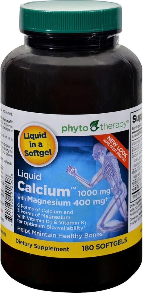 Thérapie Calcium liquide avec du magnésium - 1000 mg - 180 Softgels.