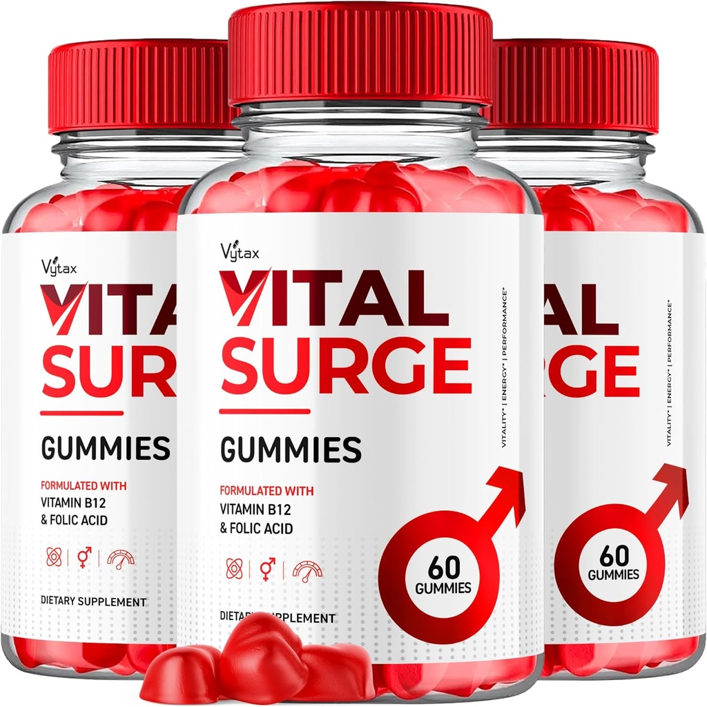 (3 Pack) Gommies Vital Surge, Gommies Vital Vita Surge Advanced Extra Strength Formule 1000MG Vigor Supplément Vitamine Homme - Vitalsurge Vitasurge Tous les ingrédients naturels Delicious Chews (180 Gommies)
