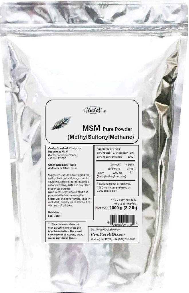 MSM (méthylsulfonylméthane) Poudre pure (1000 grammes (2,2 lb))