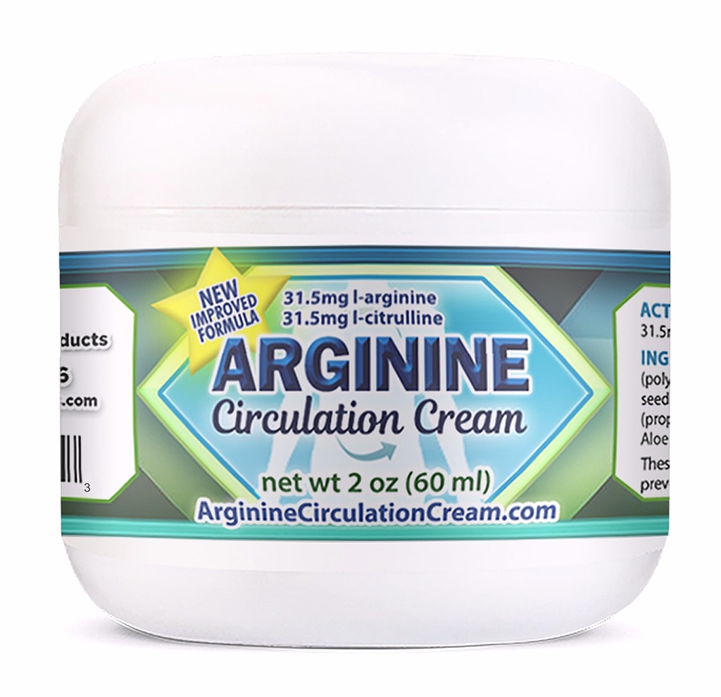 Arginine Circulation Cream 2 oz - Menthol, L Arginine & L Citrulline Lotion - Supports Healthy Leg & Body Blood Flow - Whole Family Products
