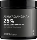 Toniiq Ashwagandha – 40:1 Extrait concentré – 25% Withanolides – Sauvages récoltés en Inde – Très biodisponible avec du poivre noir – Testé en troisième partie – 120 capsules – 1 300mg par portion