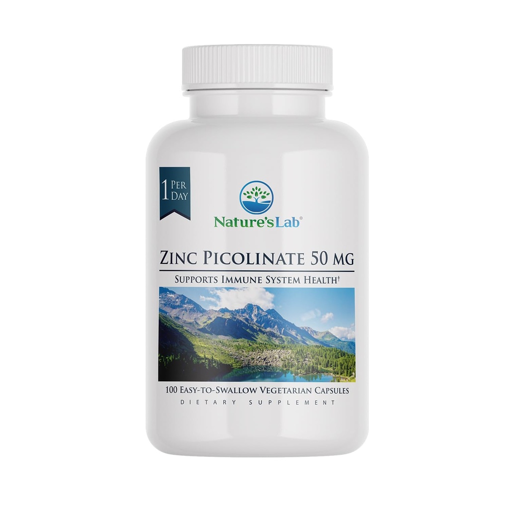 NatureS Lab Picolinate de zinc 50mg - Supplément de zinc hautement absorbant – 100 capsules (3 mois d'approvisionnement)