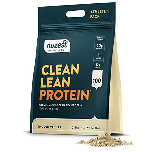 Nuzest - Poudre de protéines de pois - Protéines propres, Poudre de protéines végétales de qualité supérieure, Sans produits laitiers, Sans gluten, Sans OGM, Agiter les protéines, Vanille lisse, 100 portions, 5,5 lb