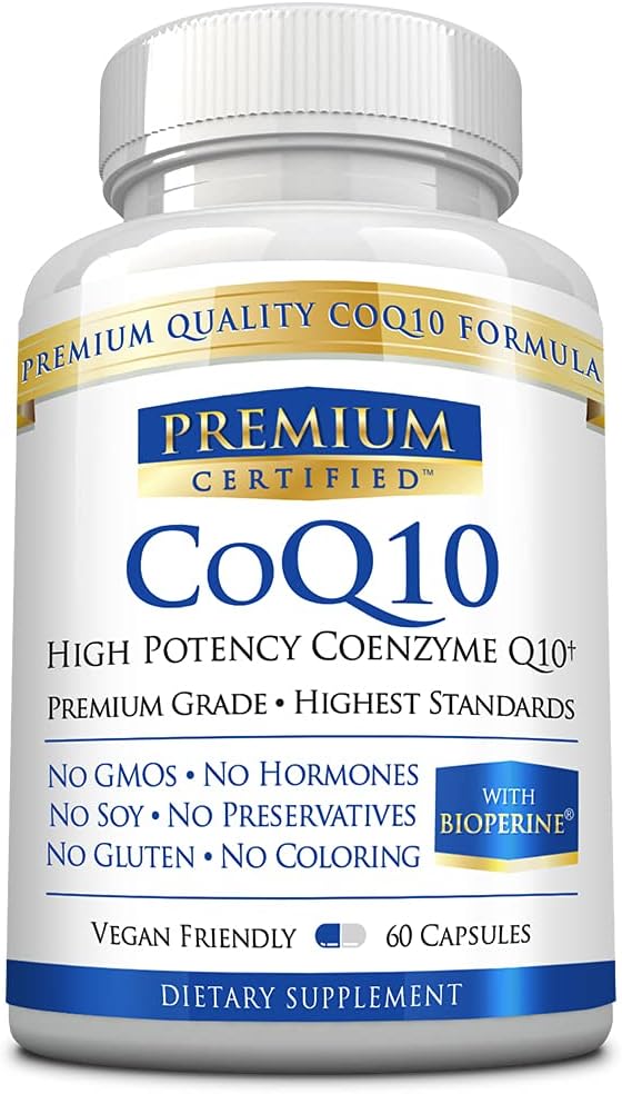 CoQ10 - Coenzyme Q10 300mg avec huile MCT et piperine - Absorption rapide - Boost les niveaux d'antioxydants, améliorer l'énergie, soutenir le cardio et la fertilité - 60 Capsules - Vegan Friendly