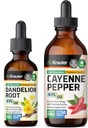 Bio KRAUTER Cayenne Teinture de poivre 4 Fl. Oz. & Dandelion Teinture 2 Fl. Oz.