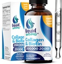 Collagène liquide et biotine, 2 Fl. Oz, Suppléments de collagène ultra-strength pour les femmes, Biotine testée de troisième partie pour les femmes de croissance capillaire, les ongles et les vitamines de la peau B7 Collagèneno Peptides – Vanilla Flavor