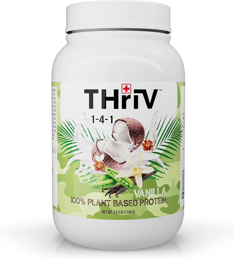 Thriv THriV Nutrition - Poudre de protéines organiques à base de plantes, chocolat ou vanille, végétalien, sans gluten, sans OGM, sans produits laitiers, (2,5lb/1,140g) poudre (Vanilla)