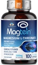 Thréonate de magnésium L, MagteinTM, Supplément Cerveau pour mémoire, focus, sommeil et soutien cognitif, haute absorption Thréonate de magnésium L, non-OGM, sans effet laxatif – 2000 mg, 100 capsules véganes