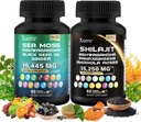 L'ensemble de Shilajit et la mousse de mer, la mousse de mer, l'huile de graines noires, Ashwagandha, Ginger, Shilajit, Rhodiola Rosea, Panax Ginseng,120 capsules toutes en un seul supplément,(1 paquet).