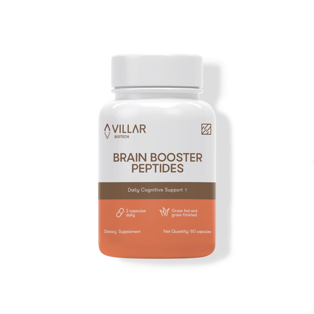 Peptides bovins boosteurs de cerveau – Cerveau bovin alimenté par l'herbe – soutient la focalisation, la mémoire et la clarté mentale – Nootrope naturel avec Hydropeptex® – 60 capsules