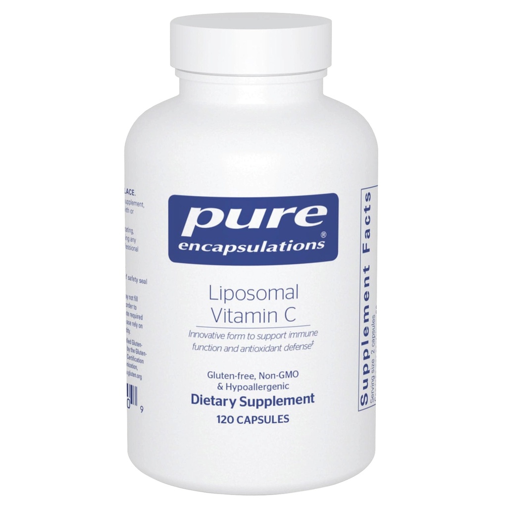 Encapsulations pures Vitamine liposomique C - Supplément de soutien immunitaire* - Nourrissement antioxydant - Vitamine quotidienne - Sans OGM et sans gluten - 120 capsules