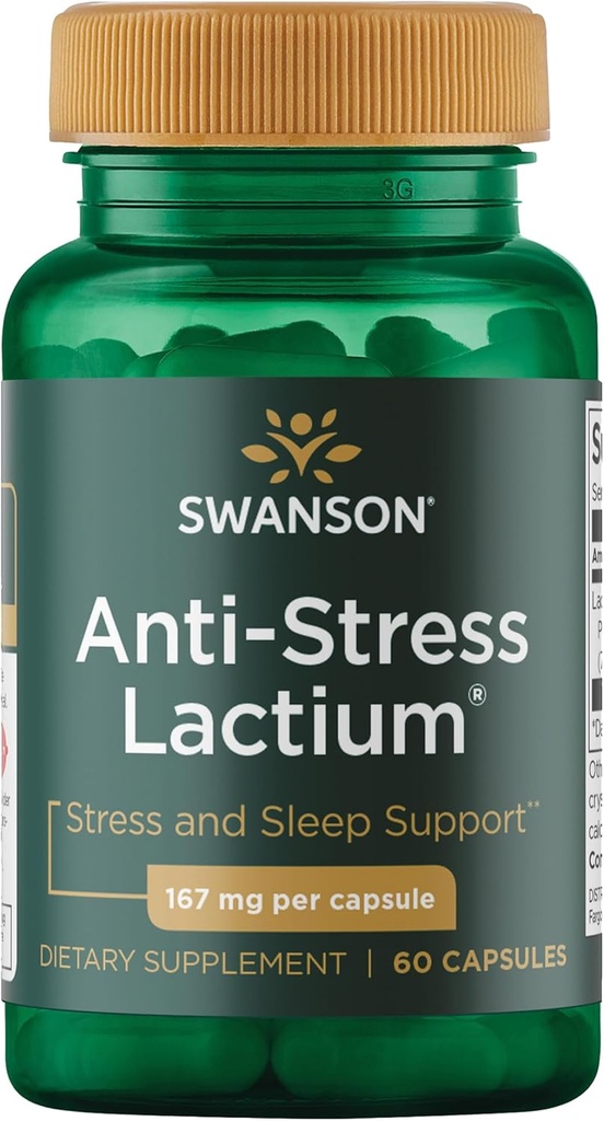 Swanson Formule anti-stress pour femmes (Lactium) - aide à contrer le stress, favorise la relaxation et le soutien du sommeil - (60 Capsules, 167mg) 1 Pack