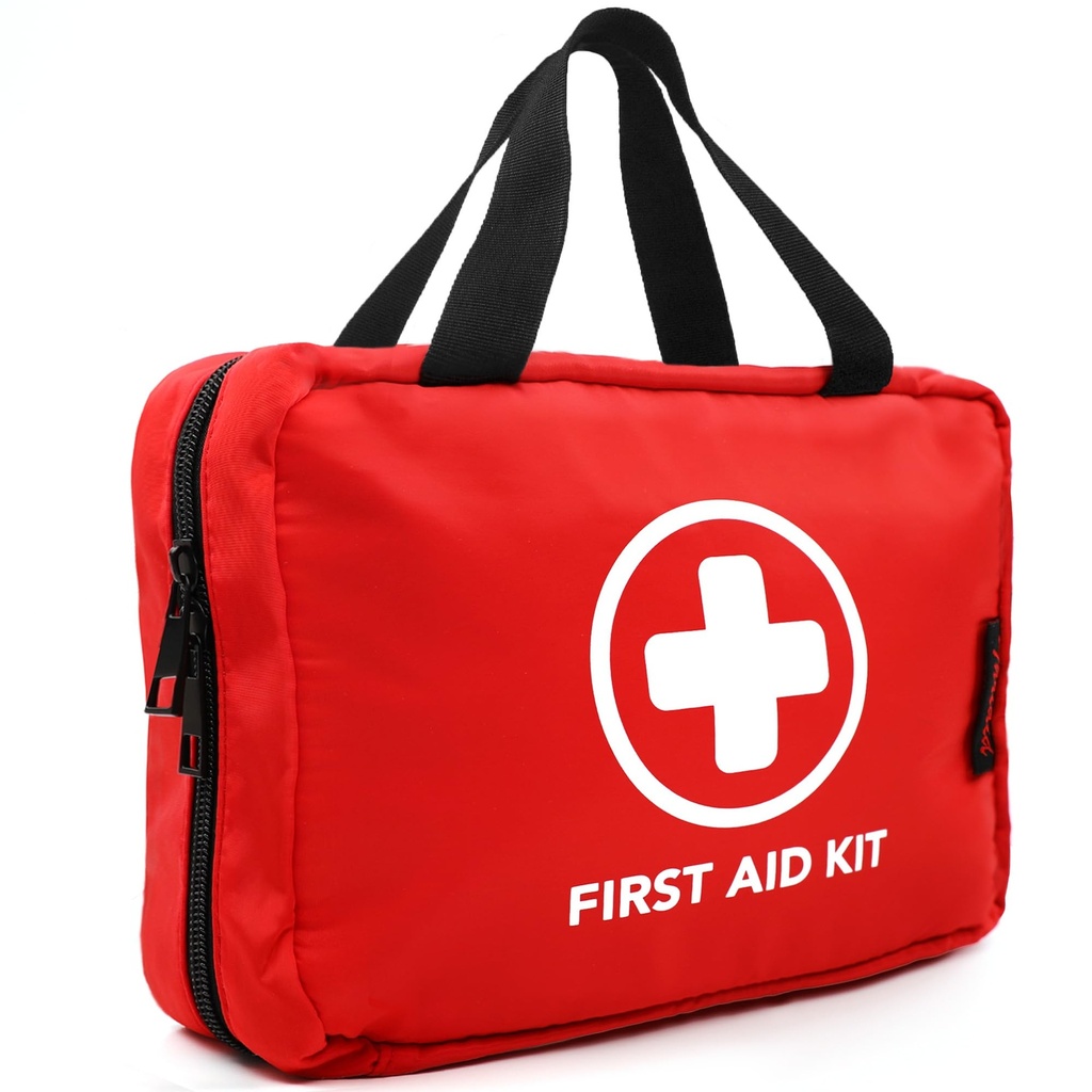Kit de premiers soins de 330 pièces, Kits médicaux compacts de trauma étanches pour toute urgence, idéal pour la maison, bureau, voiture, voyage, plein air, camping, randonnée, bateau (rouge)