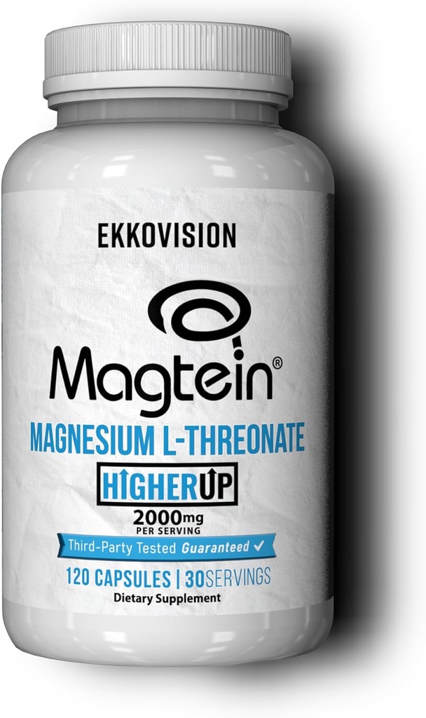 Ekkovision Magtein Magnésium L-Thréonate, mémoire et soutien de la fonction cognitive, supplément de magnésium avec minéraux essentiels pour les hommes et les femmes, 2000 MG par service, 120 capsules faciles à avaler