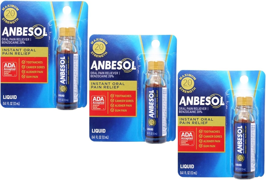 Anbesol maximum de résistance liquide, 0,41 once fluide (paquet de 3)