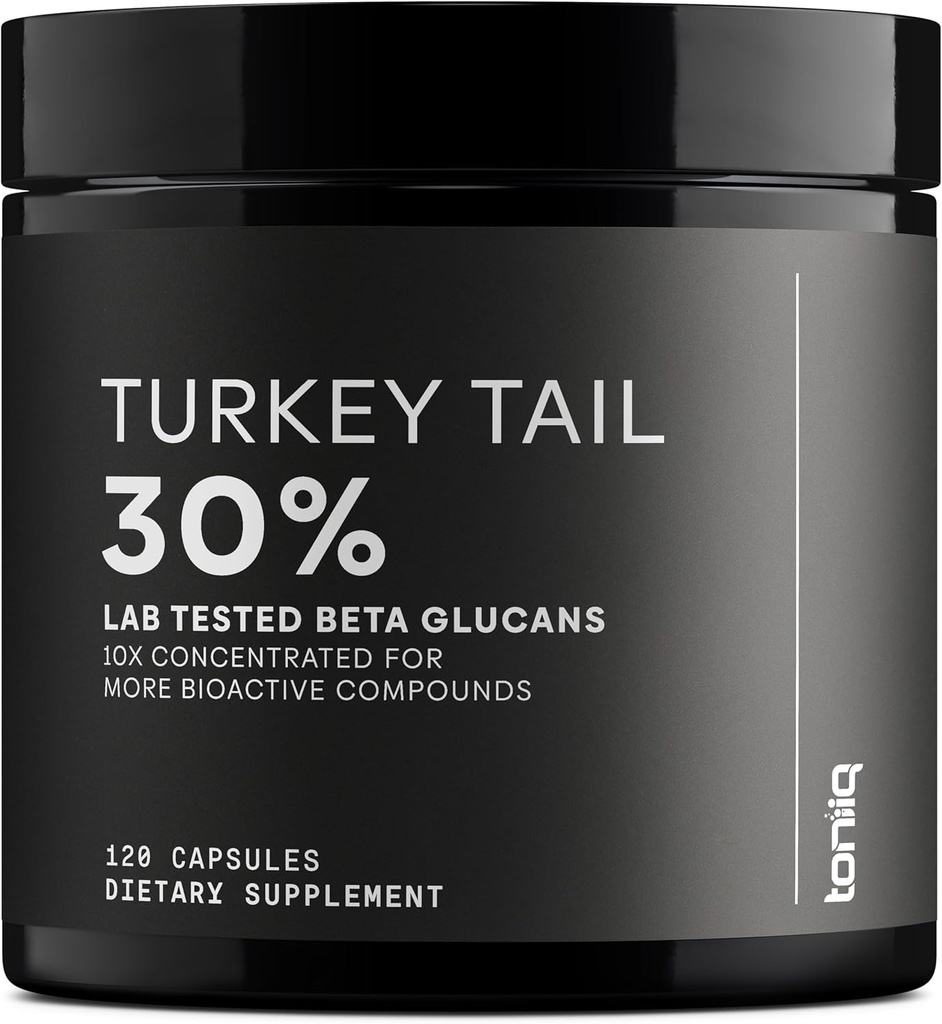 Turkey Tail Mushroom Capsules - Ultra High Potency 10:1 Extract with 30% Beta Glucans - Highly Concentrated - Third-Party Lab Tested - 120 Capsules