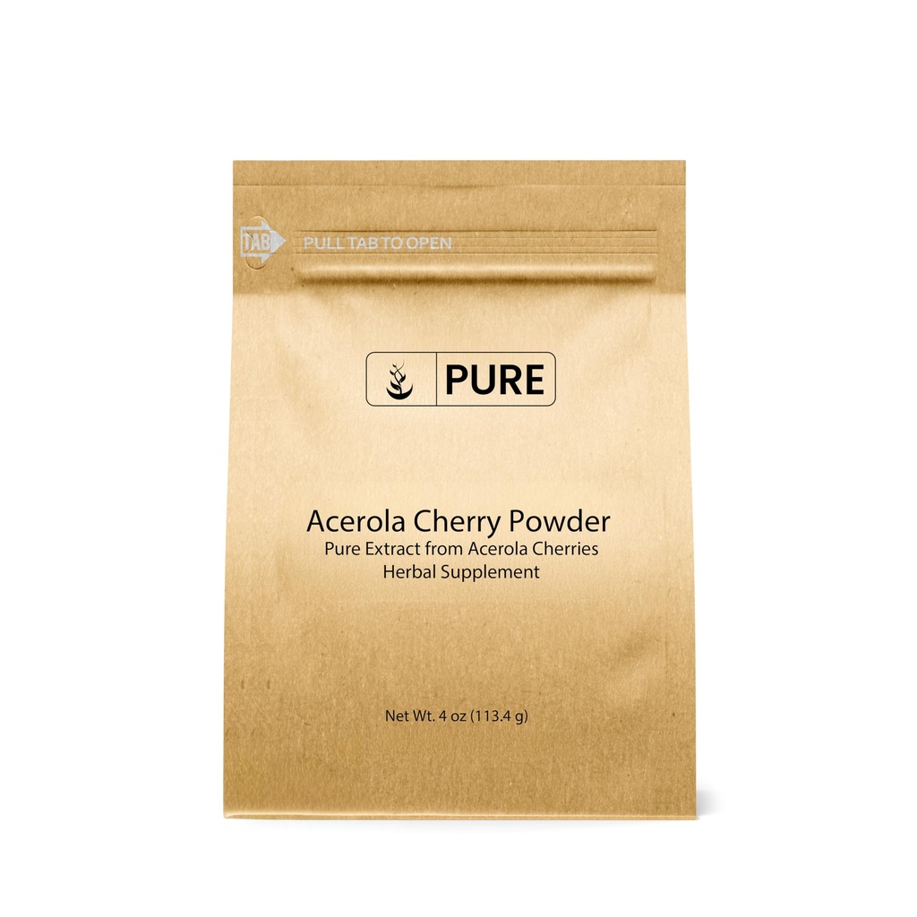 Ingrédients originaux purs Acerola en poudre de cerise 4oz Non-OGM, sans gluten, emballage respectueux de l'environnement
