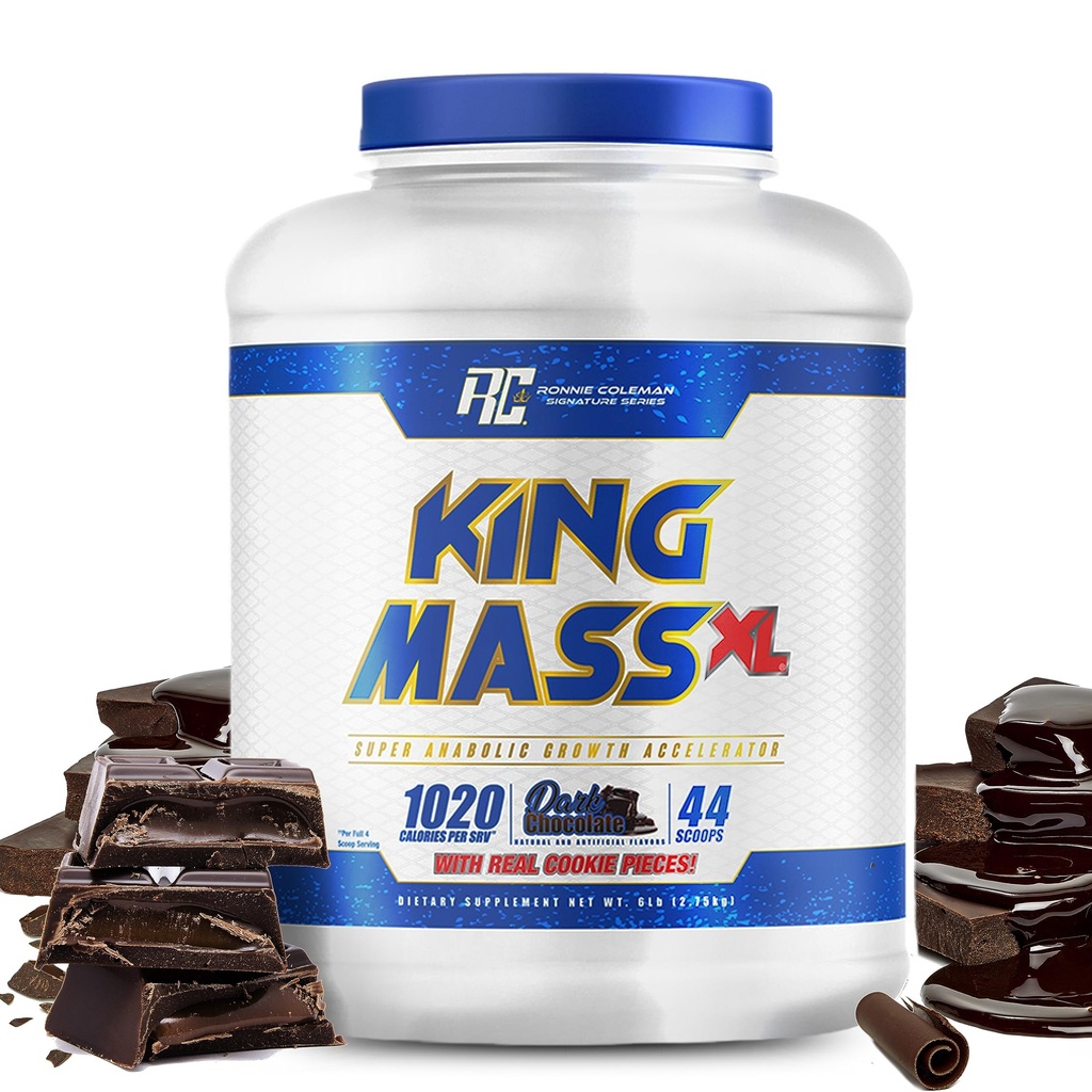 Ronnie Coleman Série Signature King Mass XL Protéines en poudre, gaineur de poids et de muscle, 60g Protéines, 180g glucides, 1000+ calories par portion, créatine et glutamine, chocolat, 6 lb