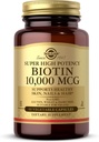 Solgar Biotin 10 000 mcg, 60 capsules végétales - Énergie, métabolisme, favorise la santé de la peau, ongles et cheveux - Super haute puissance - Non-OGM, végétalien, sans gluten, sans lait, sans casher - 60 portions