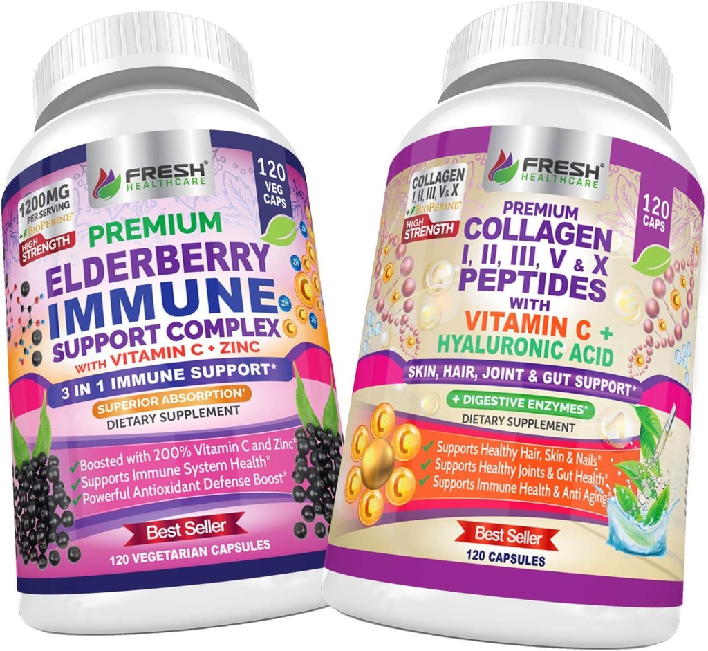 FRESH HEALTHCARE Elderberry Immune Support and Multi Collagen Peptides - Bundle