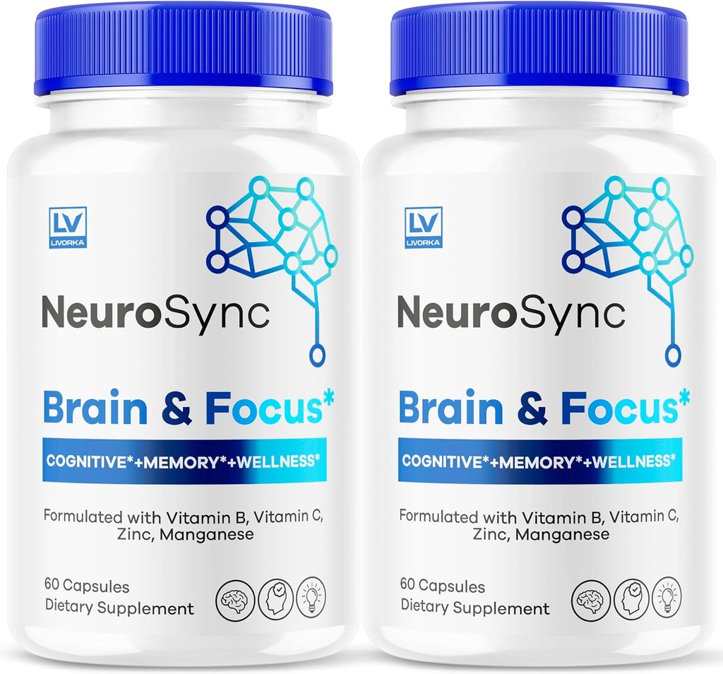(2 Pack) NeuroSync Cerveau Capsules, Neuro Sync Cerveau et Focus, NeuroSync Cerveau, NeuroSync Formules avancées Capsules, NeuroSync Cerveau et Focus, NeuroSync Cerveau Supplément, 120 Capsules pendant 2 mois