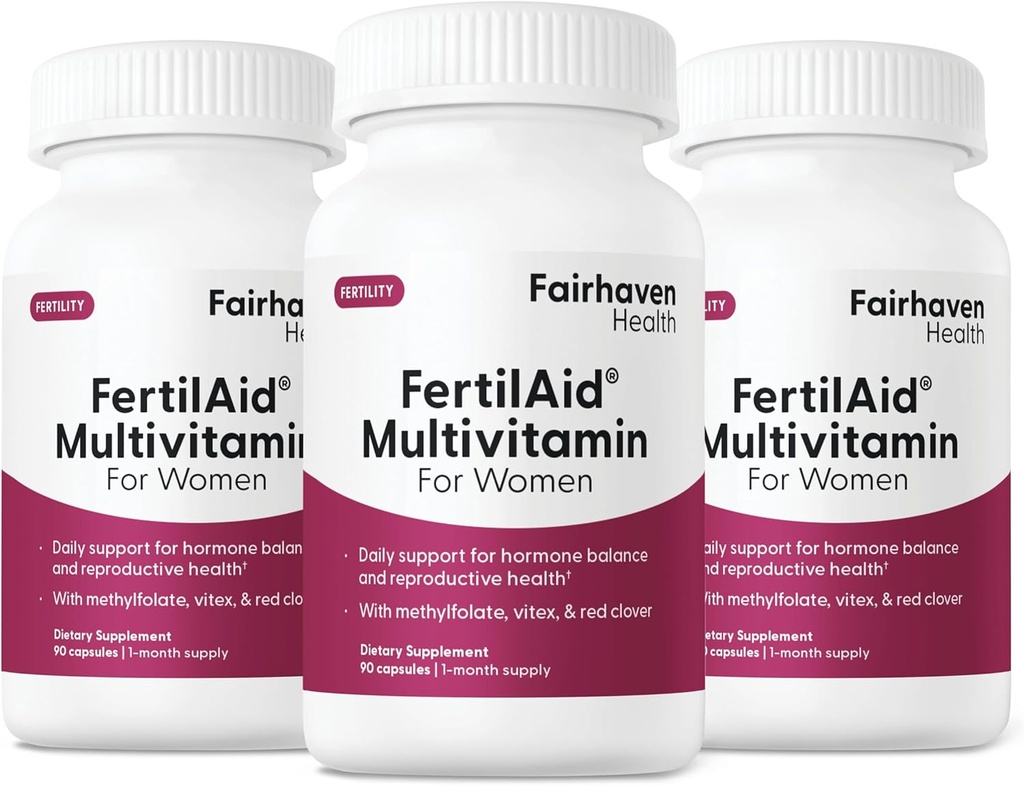 Fairhaven FertilAid de santé pour les femmes. Suppléments de fertilité de vitamine prénatale pour les femmes. Conception pour elle avec Vitex et Folate.