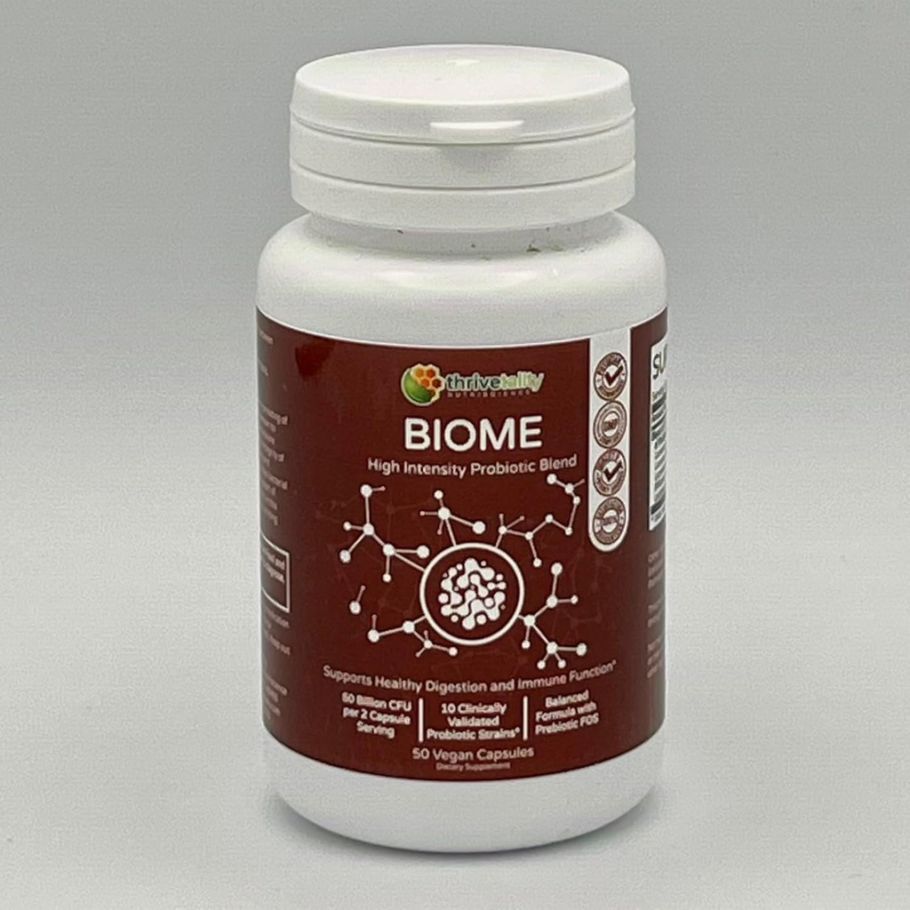 BIOME Mélange probiotique à haute intensité par Thrivetality.