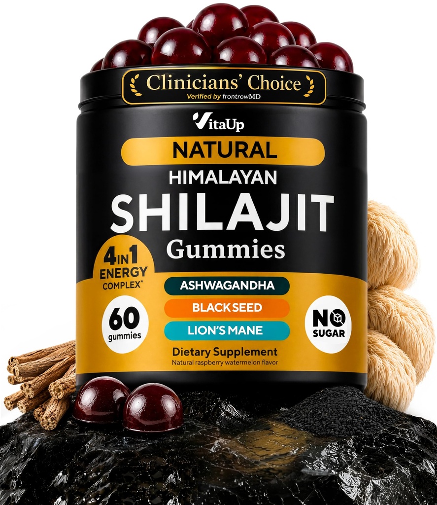 Gummies Himalayan Shilajit pour les hommes et les femmes - Pure Shilajit pour les hommes Gummies - Suppléments sans sucre avec l'acide fulvic - Vieillissement en santé, immunitaire et soutien énergétique - 60 Compte