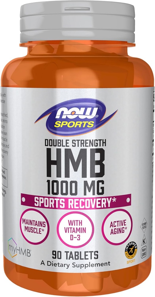 MAINTENANT Aliments Sports Nutrition, HMB (β-Hydroxy β-méthylbutyrate), double résistance 1 000 mg, 90 comprimés