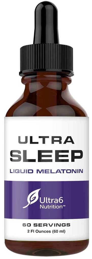 Ultra6 Nutrition gouttes de mélatonine avec racine valériane - supplément de sommeil de mélatonine liquide avec 5 HTP et fleur de passion - Un mélange d'aide au sommeil liquide pour les adultes